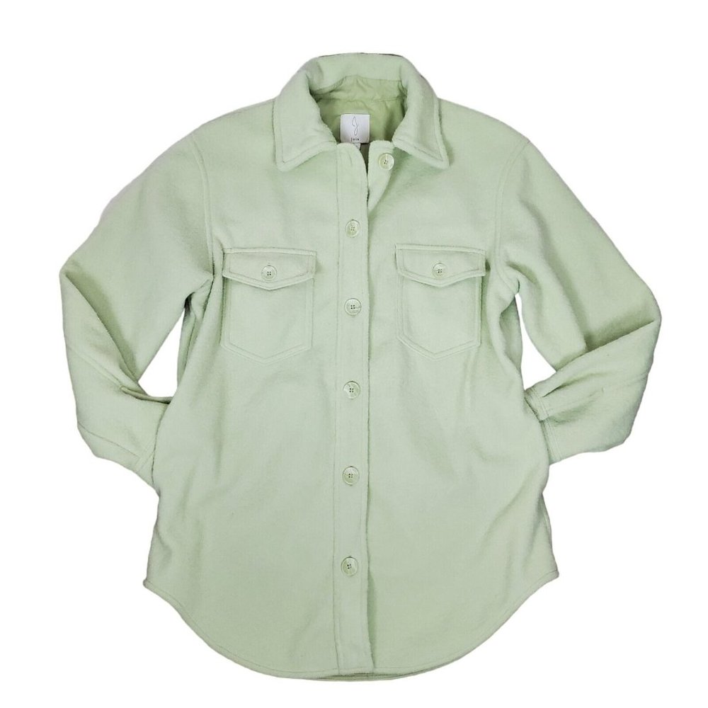 JOIE Womens Button Front Shacket Shirt Jacket Size S Green Oversized Pockets